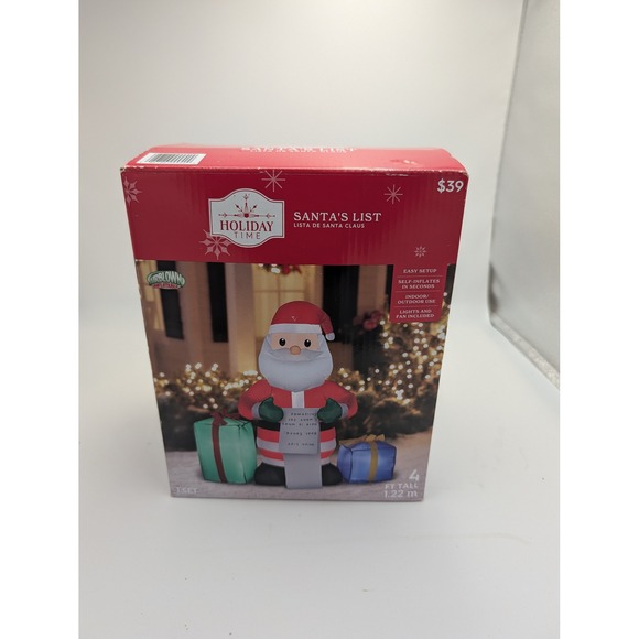 Holiday Time Other - Holiday Time Santa's List Airblown Inflatable 4ft Tall Christmas ‎ Decor Lighted